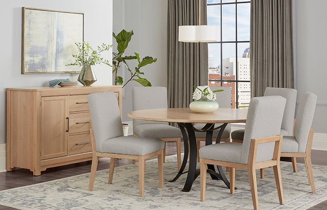 Artisan & Post by Vaughan-Bassett Crafted Cherry Dining by Ben & Erin Napier Bleached Cherry 60" Round Table with Black Base-1
