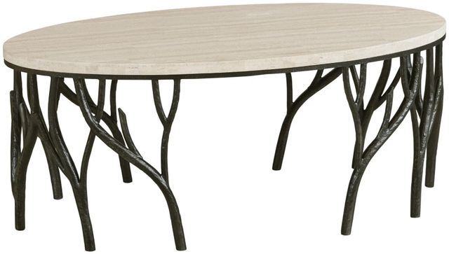 Hammary® Willow Beige Travertine Top Coffee Table with Black Base-0