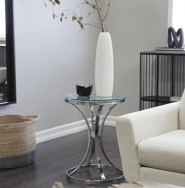 Deco Marche U Select Clear Accent Table with Silver Base-4