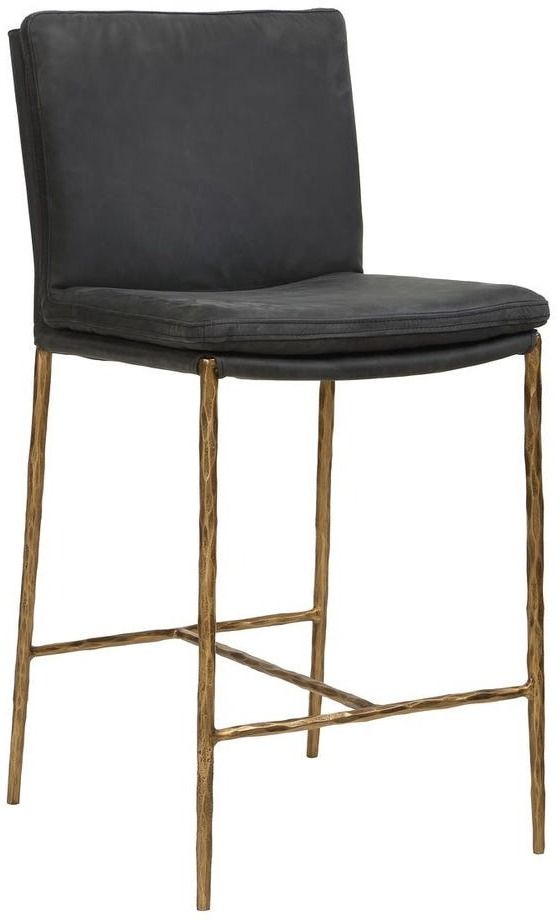 Uttermost® Ascend Aged Gold/Charcoal Gray Counter Stool-0