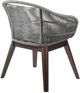 Armen Living Tutti Frutti Dark Eucalyptus/Gray Fabric/Rope/Wood Outdoor Dining Arm Chair Set-4
