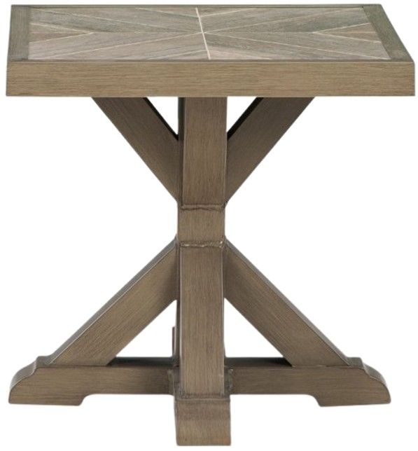 Signature Design by Ashley® Revare Beach Beige Aluminum/Porcelain Outdoor End Table-2