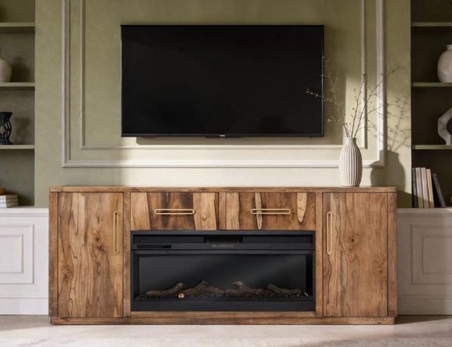 International Furniture Direct Hardrware EFP Black Electric Fireplace-1