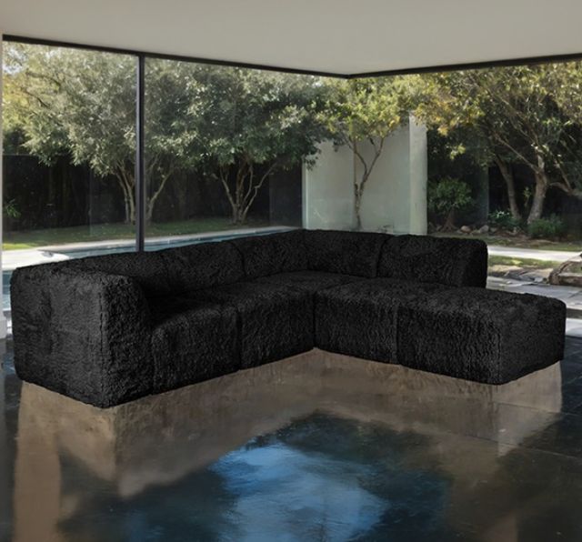 Furniture of America® Nappi Black L-Shape Sofa Sectional-1