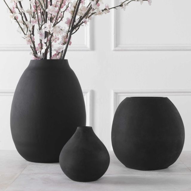 Uttermost® Hearth 3-Piece Matte Black Vase Set-1