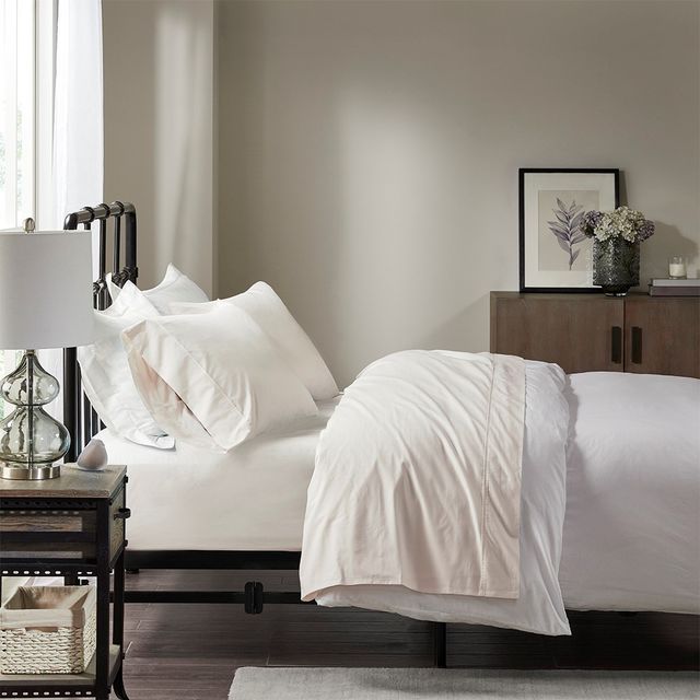 Olliix by Madison Park Ivory Full Peached Percale Cotton Sheet Set-2