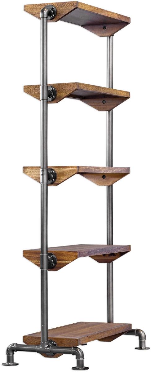 Uttermost® Rhordyn Aged Gunmetal/Light Walnut Etagere-0