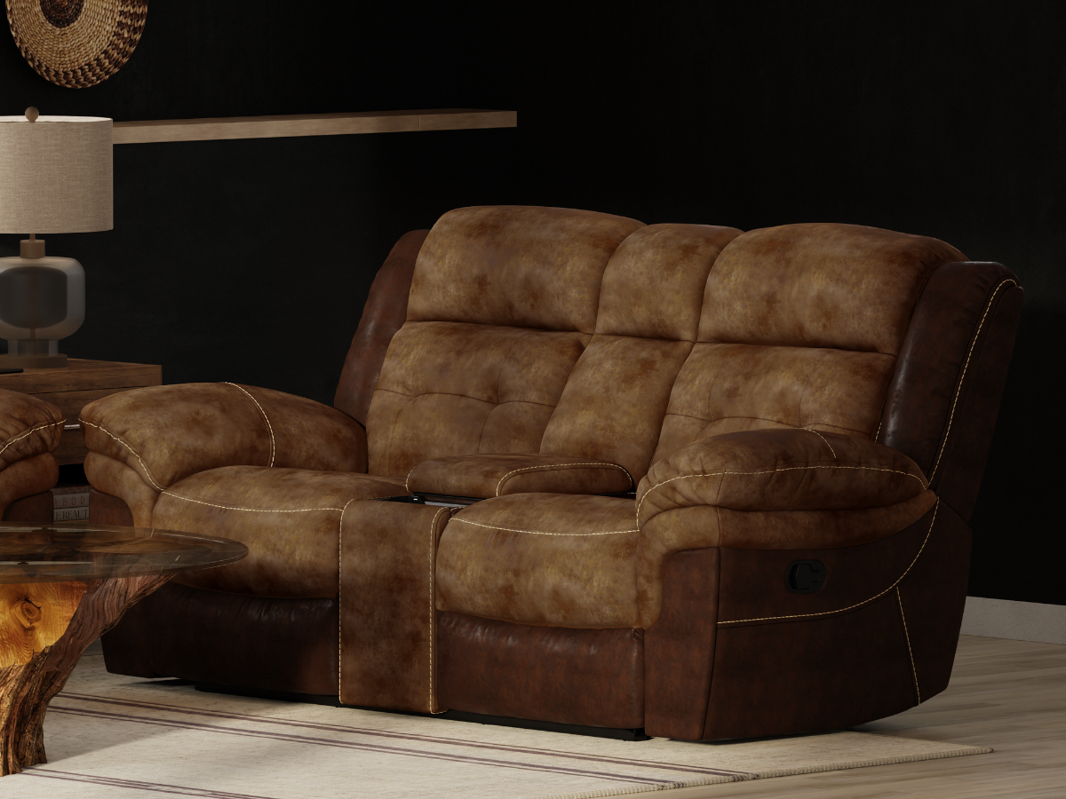 Buckaroo Reclining Console Loveseat | Bob Mills Furniture