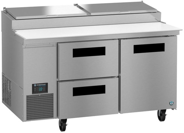 Hoshizaki 60" 16.63 Cu. Ft. Stainless Steel Two Section Pizza Prep Table Refrigerator with Drawer and Door Combo-1