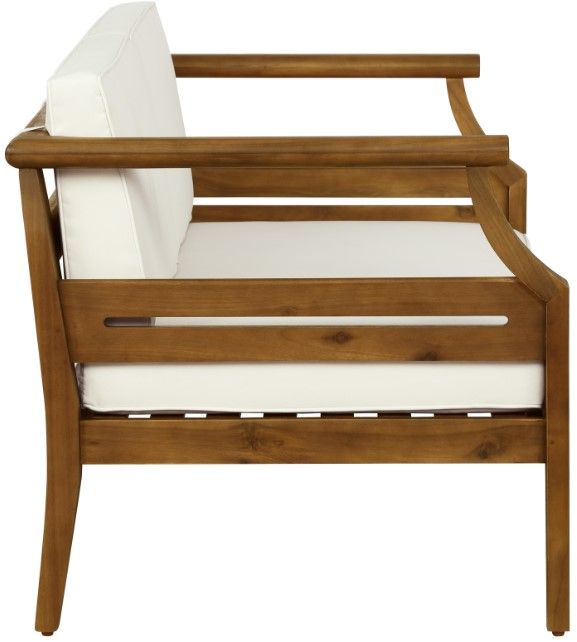 Linon Corolla Brown/Beige Acacia/Fabric Outdoor Conversation Set-3