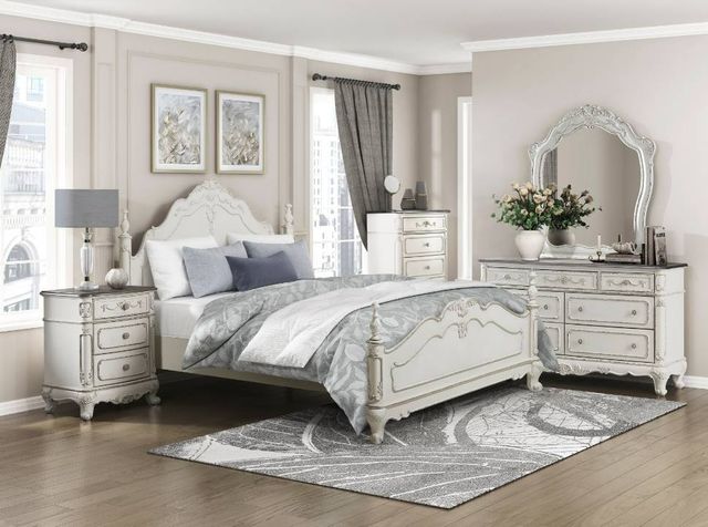 Homelegance® Cinderella Antique White Queen Post Bed-1