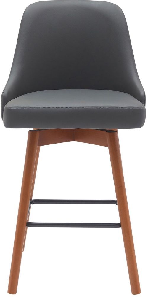 Armen Living Sicily Gray/Walnut Swivel Bar Stool-3