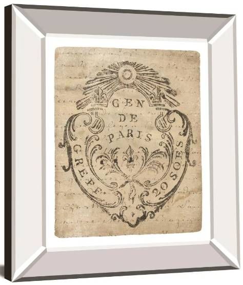 Classy Art Letter Crest IIa Vintage v2 by Wild Apple Portfolio Mirrored Frame Wall Art-1