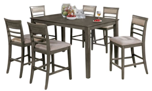 Furniture of America® Fafnir 7-Piece Beige/Weathered Gray Counter Dining Set-0
