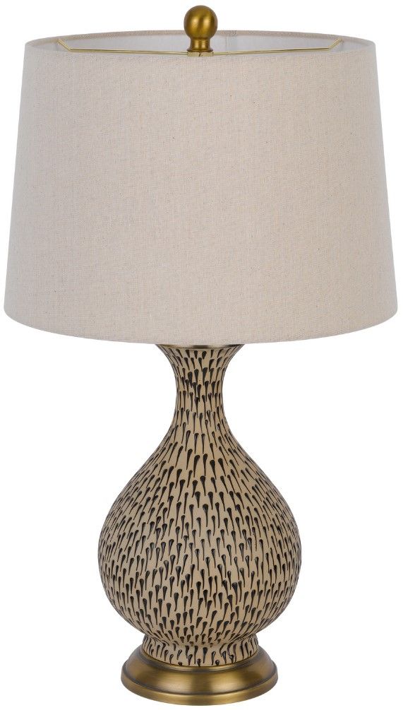 Cal® Lighting & Accessories Gourd Style 2-Piece Antique Brass/Terra Cotta Table Lamp Set-2