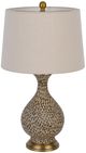 Cal® Lighting & Accessories Gourd Style 2-Piece Antique Brass/Terra Cotta Table Lamp Set-2