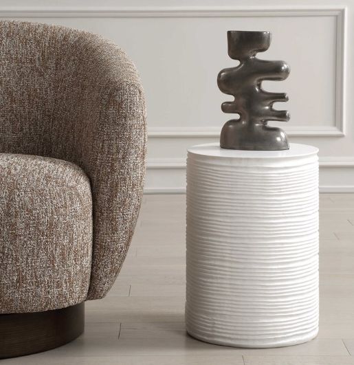 Uttermost® Borderline White Drum Table-1