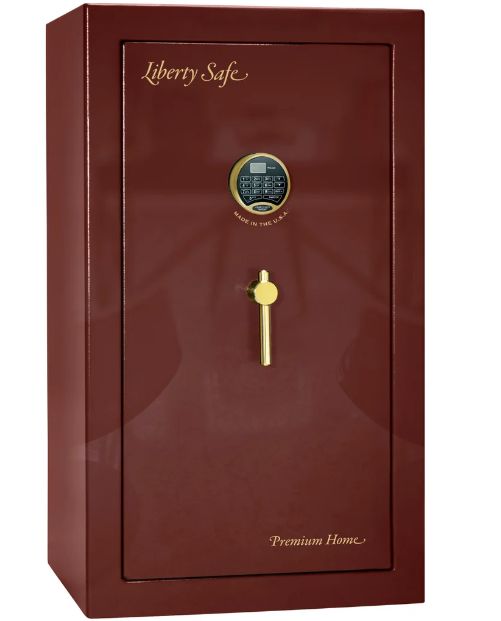 Liberty Safe Premium Home Burgundy Gloss Brass 12 Gun Safe-0