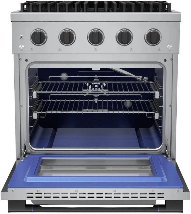 Hauslane HausPro Range 30" Stainless Steel Pro-Style Gas Range with Matte Black Knobs-2
