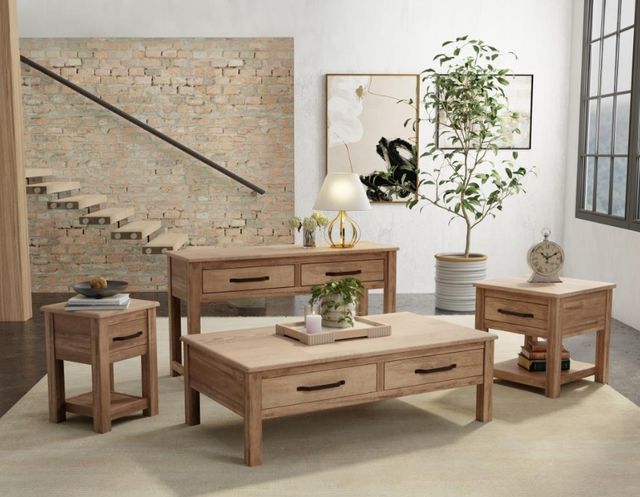 International Furniture Direct Natural Parota Brown Sofa Table-1