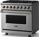 Viking® 5 Series 36" Stainless Steel Pro Style Dual Fuel (LP) Range with Brushed Brass Trim-3
