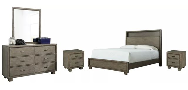Signature Design by Ashley® Arnett 5-Piece Gray Queen Bookcase Bed Set-0