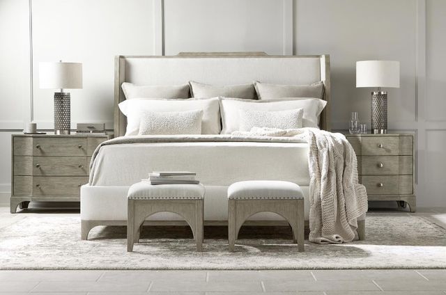 Bernhardt Albion Beige/Pewter Queen Shelter Bed-1