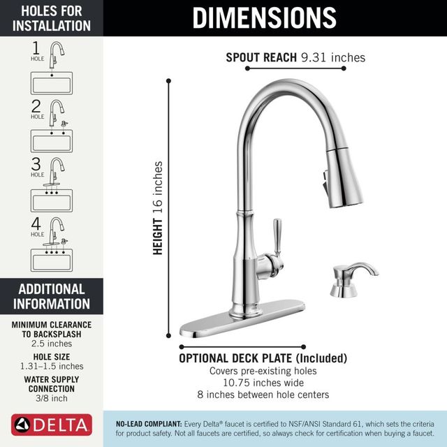 Delta Capertee™ Chrome  Single Handle Pull-Down Kitchen Faucet with Soap Dispenser and Shield Spray Technology-2
