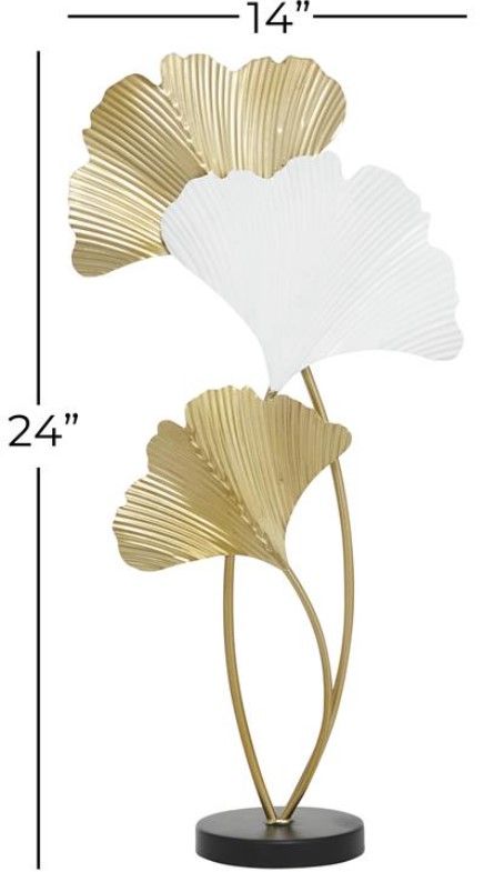 Deco Marche White 14'' Leaf Sculpture-3