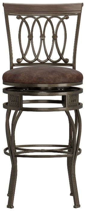 HH2 Home Montello Distressed Brown Swivel Bar Stool-1