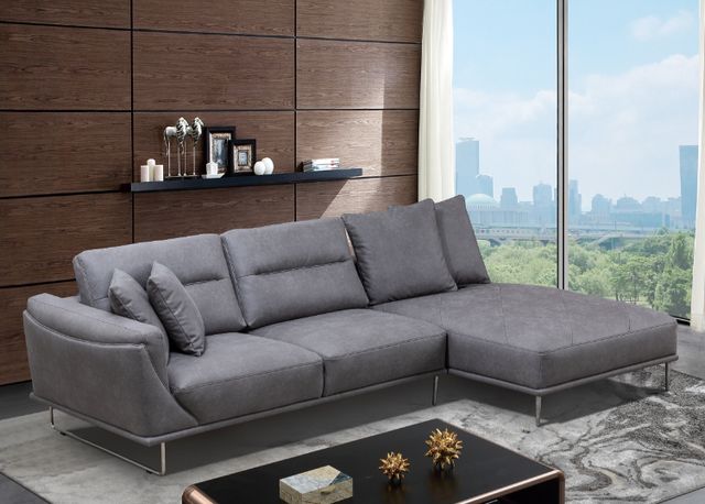 Mazin Furniture Zinia 2-Piece Grey Right-Arm Facing Loveseat Sectional and Chaise-1
