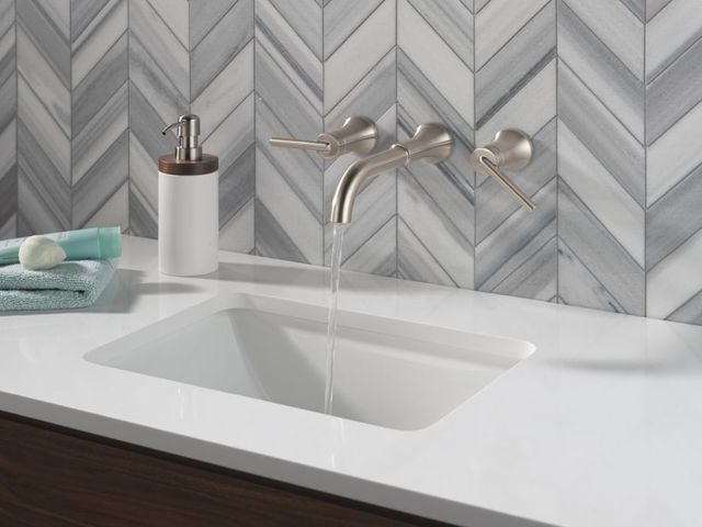Delta Trinsic® Stainless Wall Mount Bathroom Faucet-4