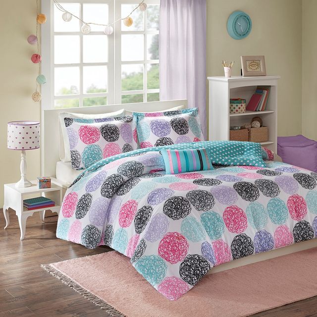 Olliix by Mi Zone Carly Purple Full/Queen Reversible Comforter Set-4
