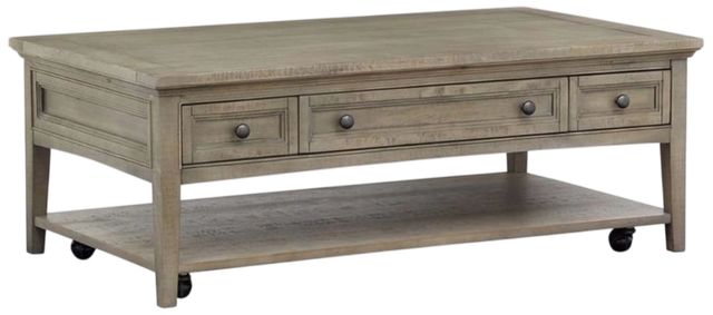 Magnussen Home® Paxton Place Dovetail Gray Rectangular Cocktail Table with Casters-0