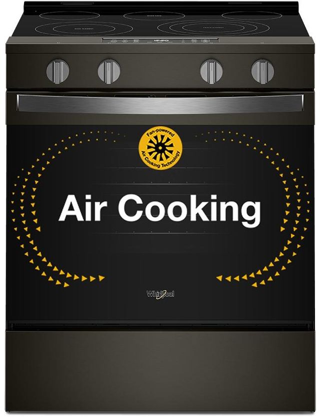 Whirlpool® 30" Black Glass Top Slide-In Electric Range with Air Cooking Technology-1