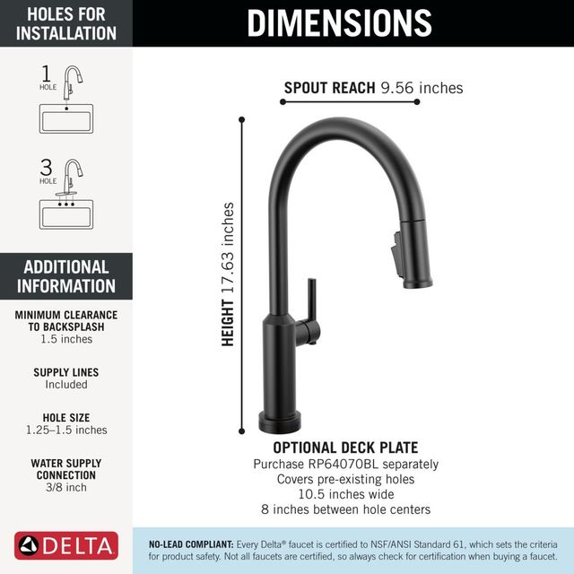Delta Cordova™ Matte Black Touch2O® Technology  Kitchen Faucet with Touchless Technology-2