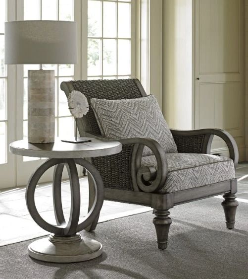 Lexington Home Oyster Bay Hewlett White Side Table with Gray Base-1