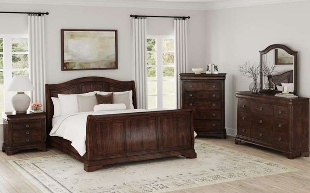 Elements International Cameron 4-Piece Cherry King Sleigh Bedroom Set-4