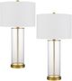 Cal® Lighting & Accessories Column Style 2-Piece Antique Brass Table Lamp Set-0