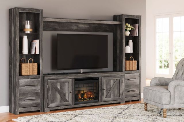Signature Design by Ashley® Wynnlow 4-Piece Rustic Gray Entertainment Center with Electric Fireplace-2