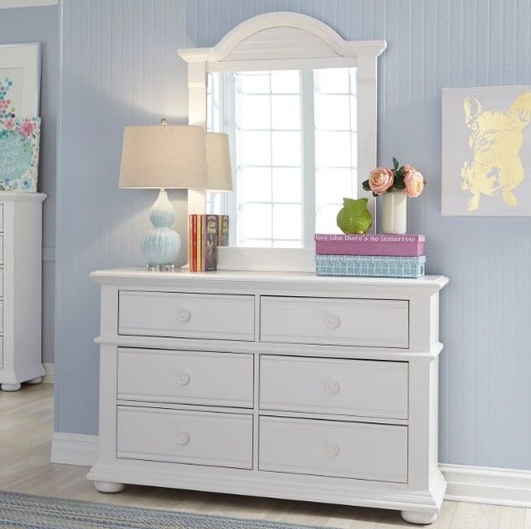 Liberty Furniture Summer House Oyster White Youth Dresser and Mirror-1