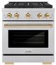 ZLINE Autograph Edition Paramount 30" 4.2 Cu. Ft. Satin Stainless Steel Dual Fuel Range with 4 Burner DuoPro™ Cooktop and Electric Convection Oven in Polished Gold Accents-0