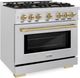 ZLINE Select Autograph Edition 36" Satin Stainless Steel Pro Style Dual Fuel Range with Champagne Bronze Accents-2