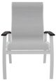 Telescope Casual Belle Isle Abalone/White Aluminum/Fabric Outdoor Sling Supreme Arm Chair with Chestnut Rustic Polymer Arm Accent-1