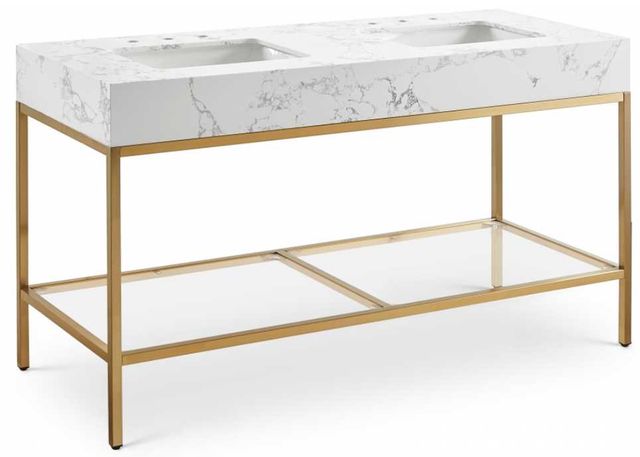 Meridian Furniture Marmo White/Brushed Brass 60" Bathroom Vanity-0