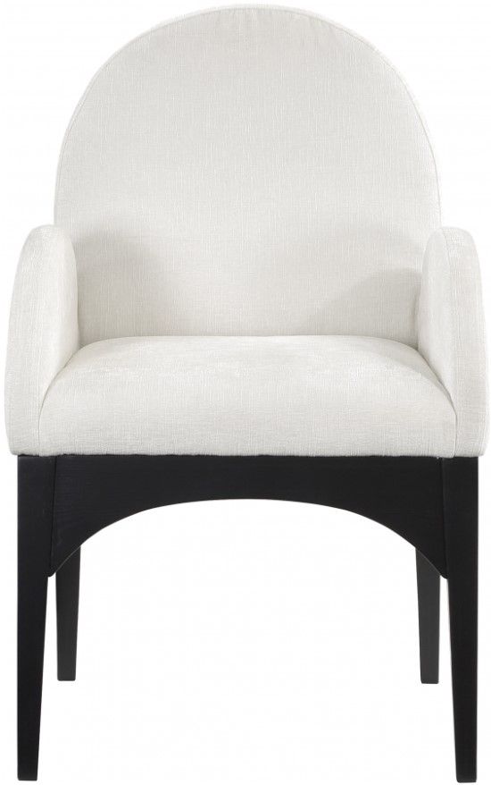 Meridian Furniture Waldorf Cream/Black Chenille Upholstered Dining Arm Chair-1