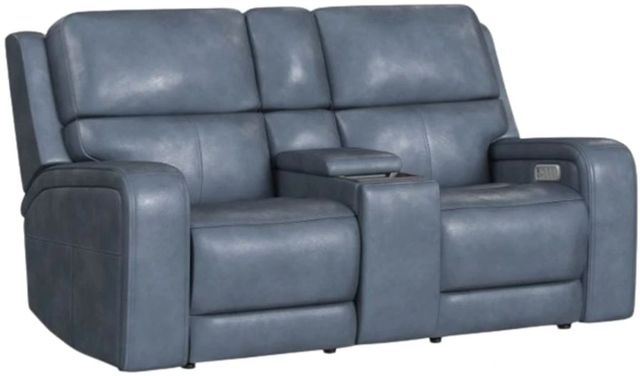 Flexsteel® Oasis Storm Leather Power Reclining Loveseat with Console-0