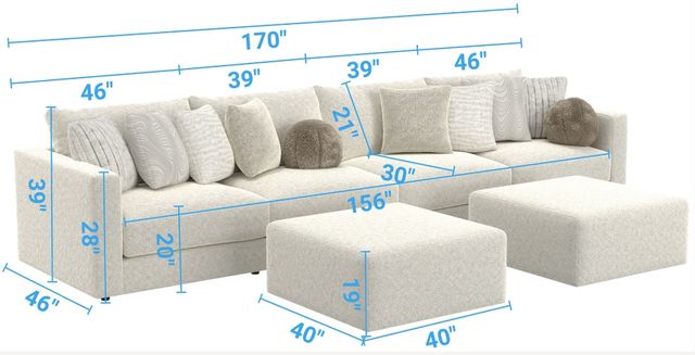 Jackson Furniture Ritzy 6-Piece Bone Sectional with Ottoman-2