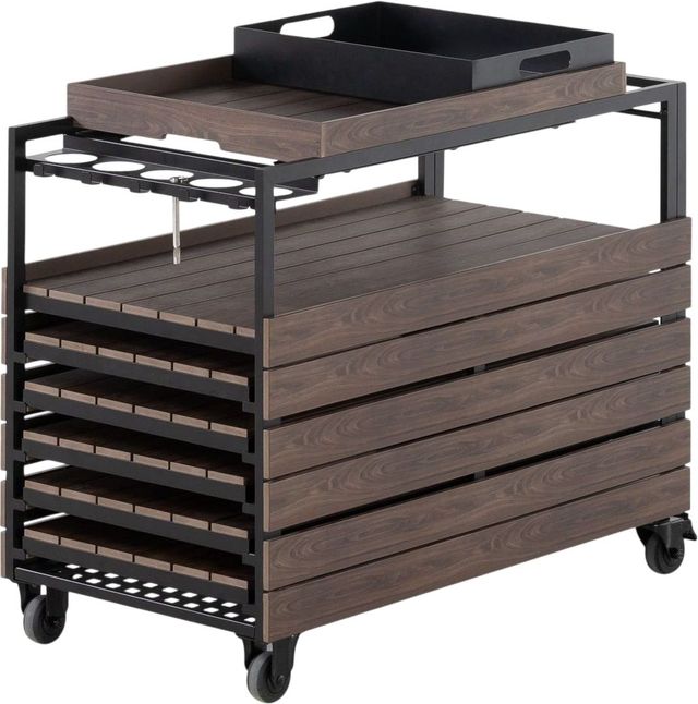 Transformer Table Transformer Black/Dark Walnut Aluminum/Polystyrene Outdoor Bar Cart-0