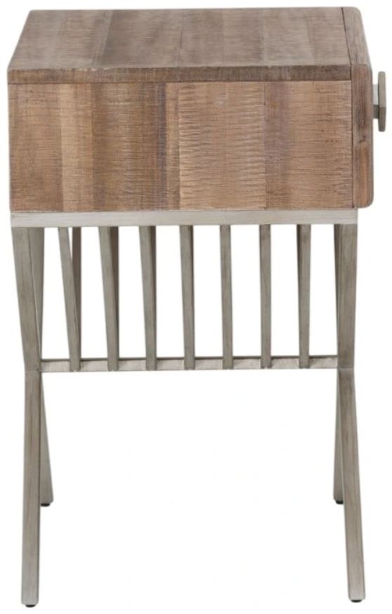 Michael Amini® Hudson Ferry Driftwood/Silver Side Table-2